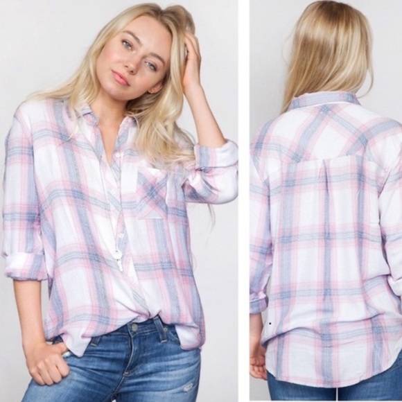 Rails Tops - RAILS Hunter Button Down Flannel Shirt White & Peony